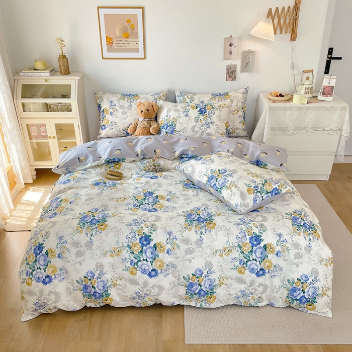 91家纺网 家纺一手货源 找家纺 沐棉 2021新款13370全棉印花四件套-花园 璎珞-兰