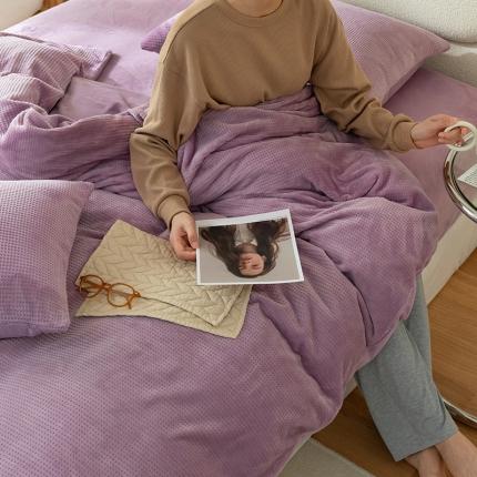 91家纺网 家纺一手货源 找家纺 （总）寐眠 2021新款牛奶绒华夫格四件套法莱水晶金貂宝宝贝贝绒-