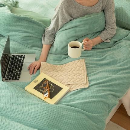 91家纺网 家纺一手货源 找家纺 （总）寐眠 2021新款牛奶绒华夫格四件套法莱水晶金貂宝宝贝贝绒-