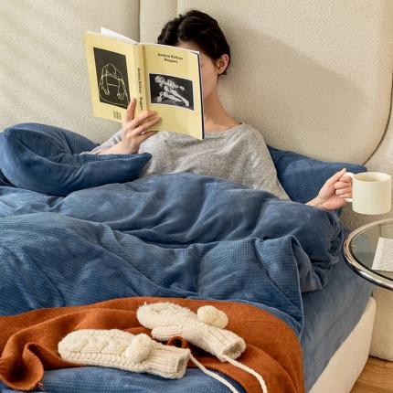 91家纺网 家纺一手货源 找家纺 （总）寐眠 2021新款牛奶绒华夫格四件套法莱水晶金貂宝宝贝贝绒-