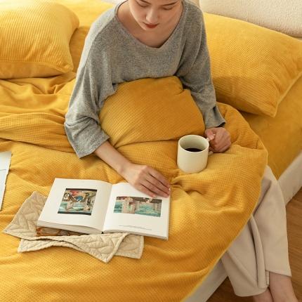 91家纺网 家纺一手货源 找家纺 （总）寐眠 2021新款牛奶绒华夫格四件套法莱水晶金貂宝宝贝贝绒-