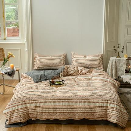 91家纺网 家纺一手货源 找家纺 （总）恋恋三季色织提花工艺款林深时见鹿系列四件套棚拍图