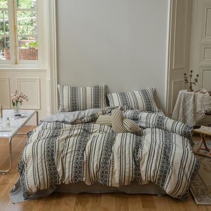 91家纺网 家纺一手货源 找家纺 恋恋三季色织提花工艺款bomi系列四件套棚拍图 bomi-黑