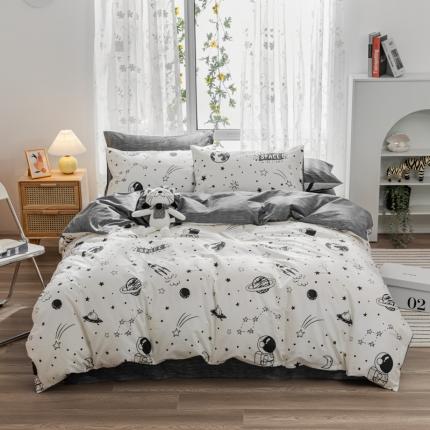 91家纺网 家纺一手货源 找家纺 感遇家纺 2021新款小清新卡通系列四件套快乐星球