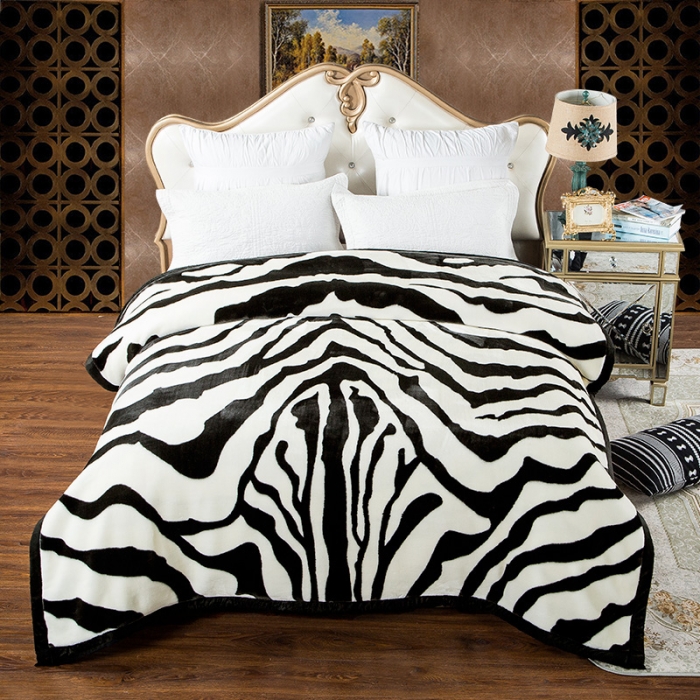 91家纺网 家纺一手货源 找家纺 凯轩毛毛毯毯子 2024新款安哥拉云毛毯毯子 斑马纹