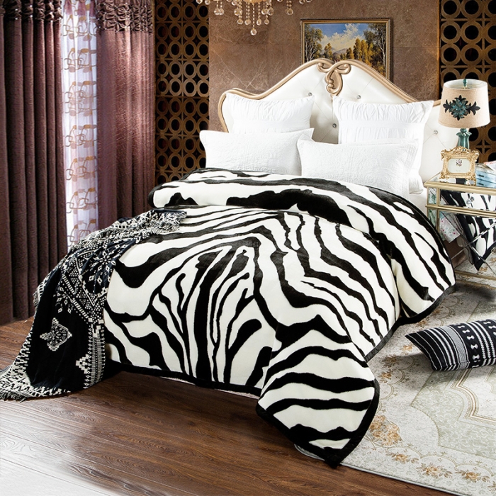 91家纺网 家纺一手货源 找家纺 凯轩毛毛毯毯子 2024新款安哥拉云毛毯毯子 斑马纹