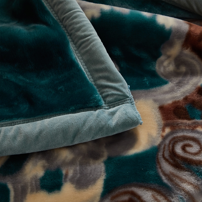 91家纺网 家纺一手货源 找家纺 凯轩毛毛毯毯子 2024新款安哥拉云毛毯毯子 叶子-墨绿