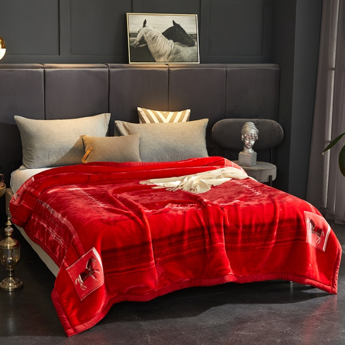 91家纺网 家纺一手货源 找家纺 凯轩毛毛毯毯子 2024新款安哥拉云毛毯毯子 神马曲 红