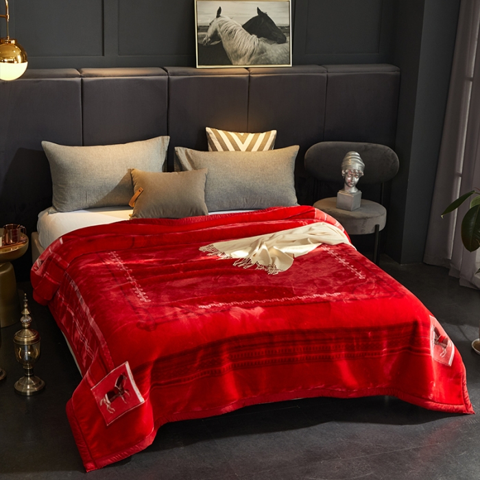 91家纺网 家纺一手货源 找家纺 凯轩毛毛毯毯子 2024新款安哥拉云毛毯毯子 神马曲 红