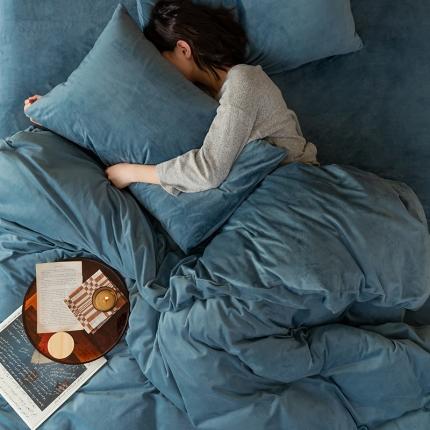 91家纺网 家纺一手货源 找家纺 寐眠 2021新款天鹅绒四件套法莱水晶牛奶金貂宝宝贝贝绒- 雾兰纯色