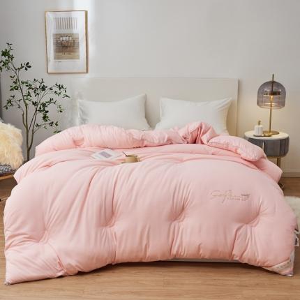 91家纺网 家纺一手货源 找家纺 慕尚 2022新款磨毛镶钻大豆冬被冷色调 大豆粉