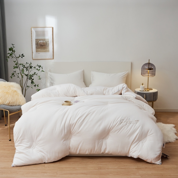 91家纺网 家纺一手货源 找家纺 慕尚 2022新款磨毛镶钻大豆冬被冷色调 大豆白