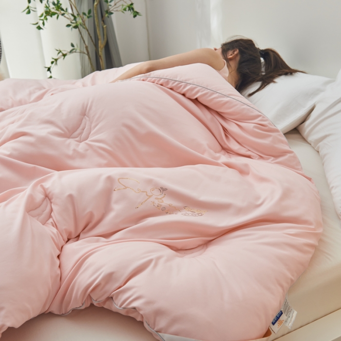 91家纺网 家纺一手货源 找家纺 慕尚 2022新款磨毛镶钻大豆冬被冷色调 大豆粉