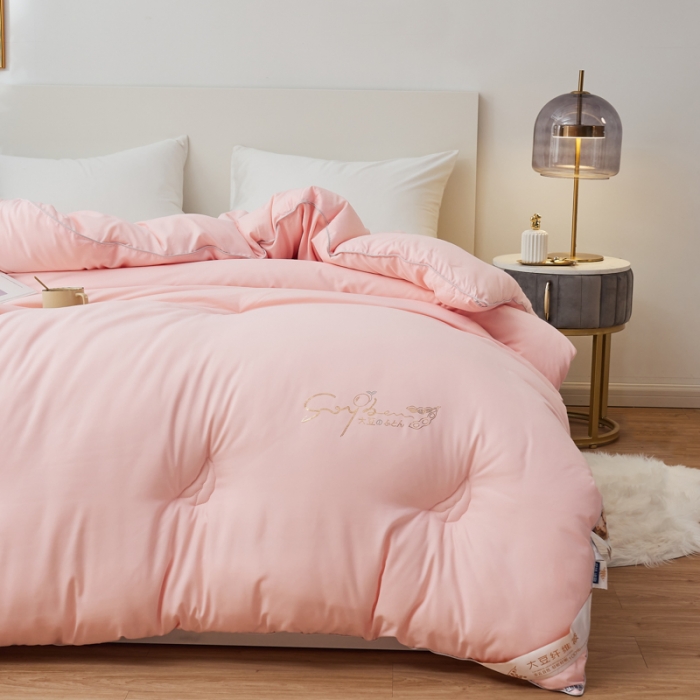 91家纺网 家纺一手货源 找家纺 慕尚 2022新款磨毛镶钻大豆冬被冷色调 大豆粉