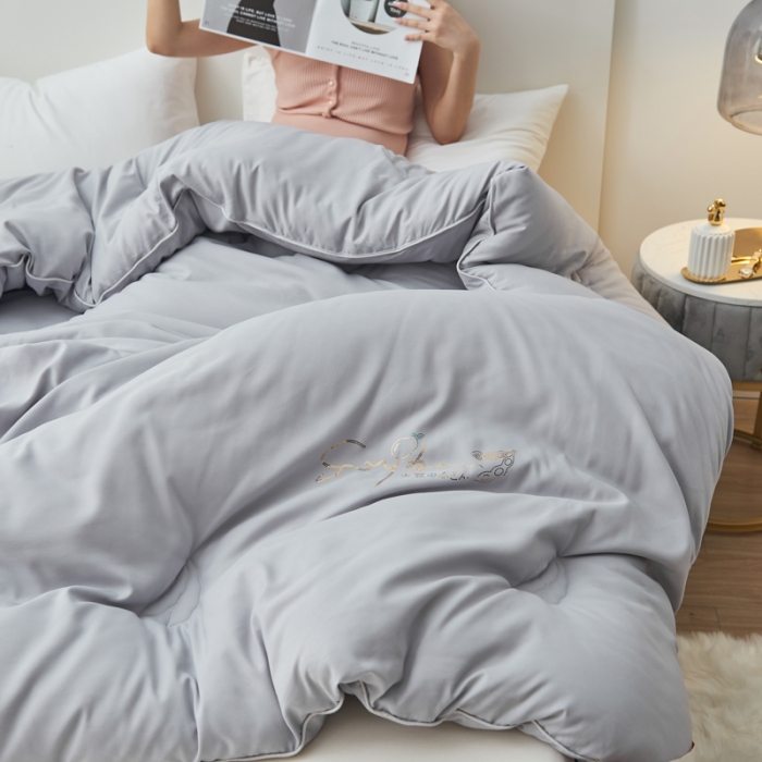 91家纺网 家纺一手货源 找家纺 慕尚 2022新款磨毛镶钻大豆冬被冷色调 大豆灰