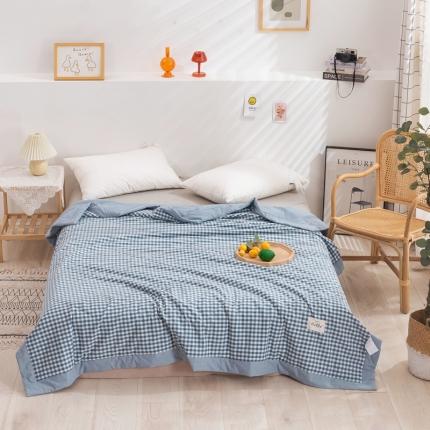 91家纺网 家纺一手货源 找家纺 简色坊2023新款简约风夏凉被 蓝小格