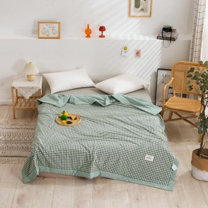 91家纺网 家纺一手货源 找家纺 简色坊2023新款简约风夏凉被 绿小格