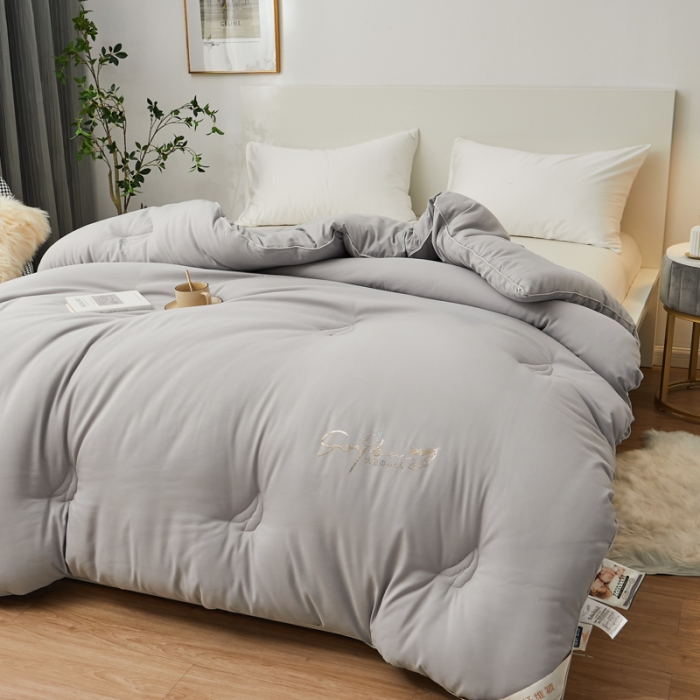 91家纺网 家纺一手货源 找家纺 慕尚 2022新款磨毛镶钻大豆冬被暖色调 大豆灰