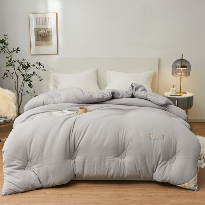 91家纺网 家纺一手货源 找家纺 慕尚 2022新款磨毛镶钻大豆冬被暖色调 大豆灰