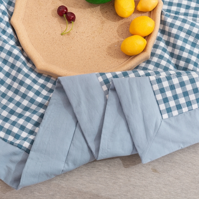 91家纺网 家纺一手货源 找家纺 简色坊2023新款简约风夏凉被 蓝小格