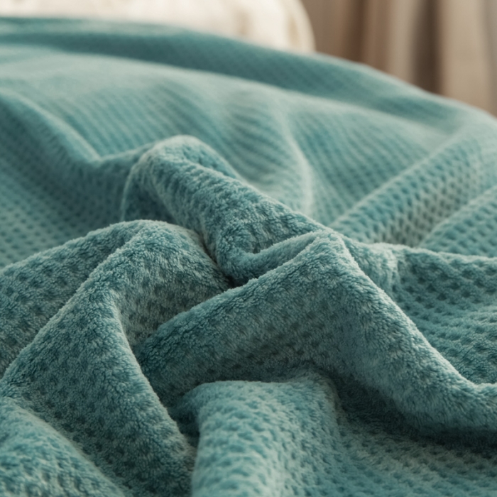 91家纺网 家纺一手货源 找家纺 羋多家纺 2023新款双层牛奶绒华夫格复合毯宾利兰