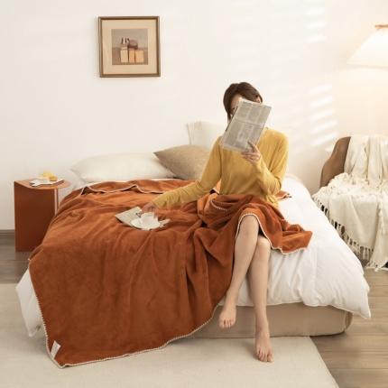 91家纺网 家纺一手货源 找家纺 羋多家纺 2023新款双层牛奶绒华夫格复合毯梨木棕