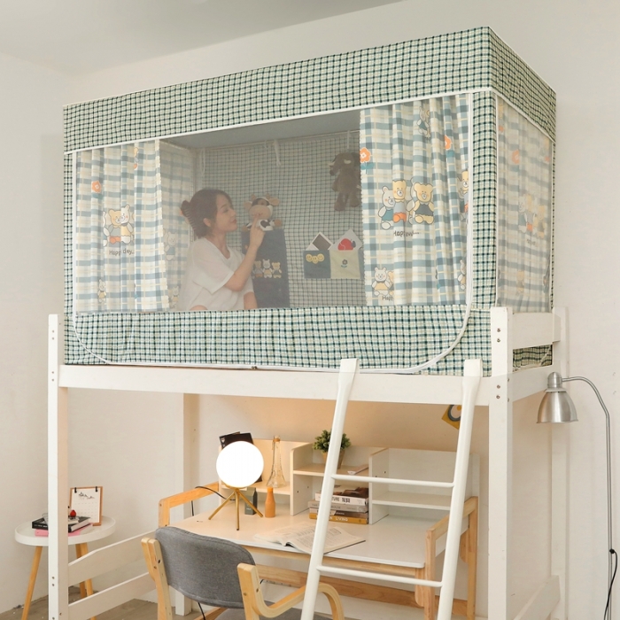 91家纺网 家纺一手货源 找家纺 梦尔佳 2021新款学生蚊帐 快乐小熊绿