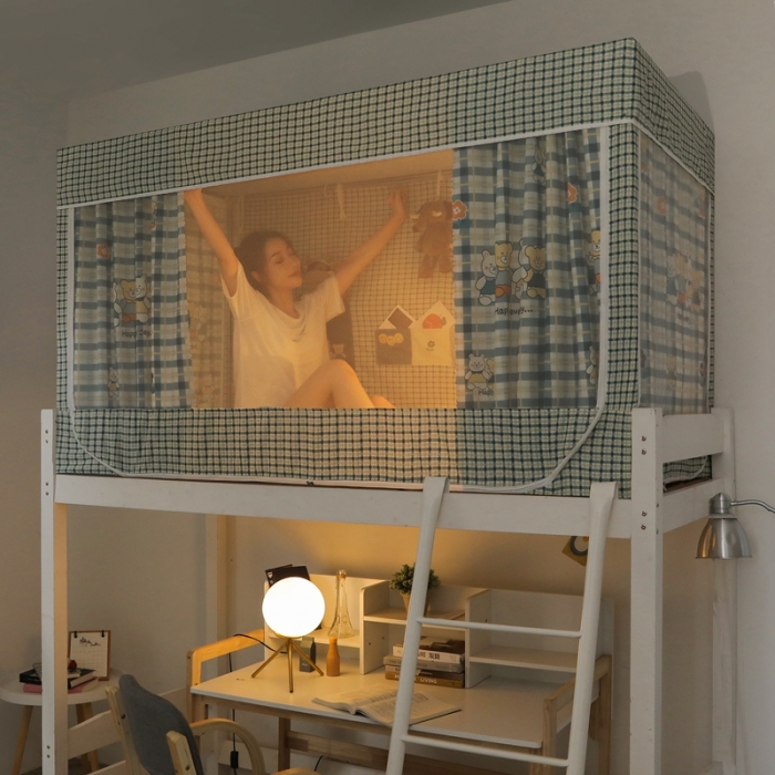 91家纺网 家纺一手货源 找家纺 梦尔佳 2021新款学生蚊帐 快乐小熊绿