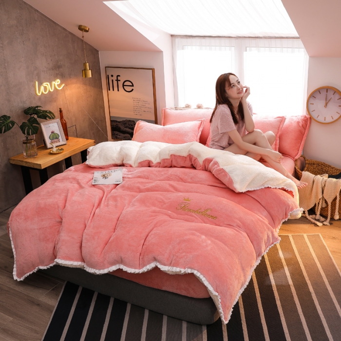 91家纺网 家纺一手货源 找家纺 （总）简爱家纺 2025新款法莱绒羊羔绒四件套