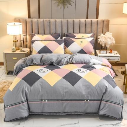 91家纺网 家纺一手货源 找家纺 （总）琪琪阁 2021新款全棉+牛奶绒四件套