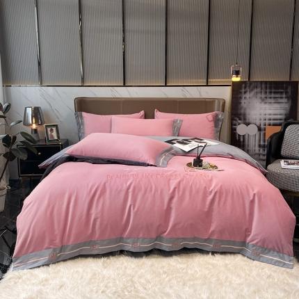 91家纺网 家纺一手货源 找家纺 （总）拼社 活性纯色纯棉刺绣全棉磨毛四件套-梵系列（全棉加厚）