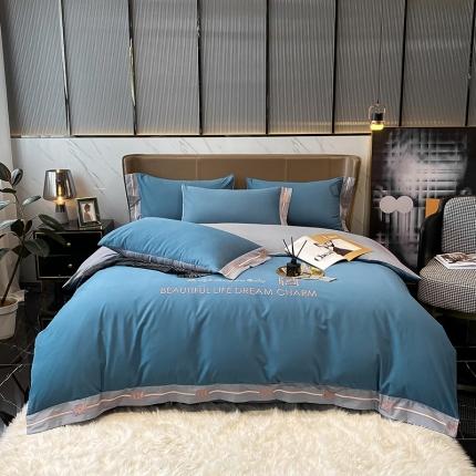 91家纺网 家纺一手货源 找家纺 （总）拼社 活性纯色纯棉刺绣全棉磨毛四件套-梵系列（全棉加厚）