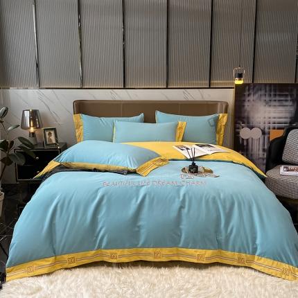 91家纺网 家纺一手货源 找家纺 （总）拼社 活性纯色纯棉刺绣全棉磨毛四件套-梵系列（全棉加厚）