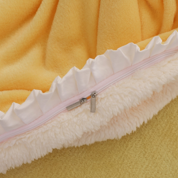 91家纺网 家纺一手货源 找家纺 简爱家纺 2025新款法莱绒羊羔绒四件套 回忆-鹅黄
