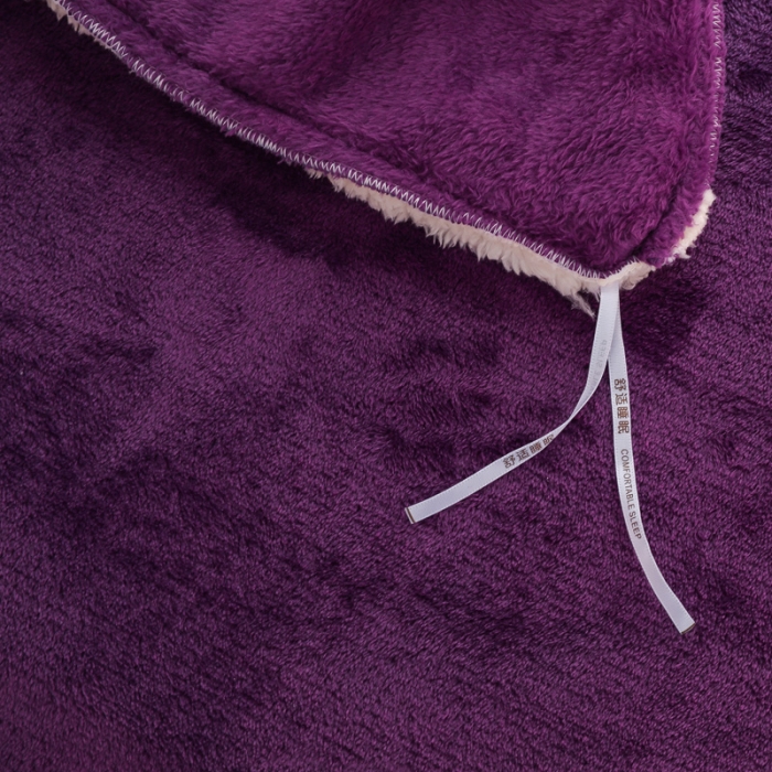 91家纺网 家纺一手货源 找家纺 简爱家纺 2025新款法莱绒羊羔绒四件套 回忆-深紫