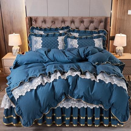 （总）网红馆 2025新款芭莎风情色织蕾丝床裙四件套