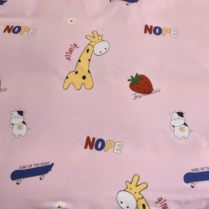 91家纺网 家纺一手货源 找家纺 琪琪阁 2021新款全棉+牛奶绒单被套开心小鹿-粉