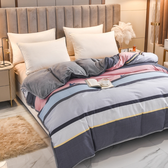 91家纺网 家纺一手货源 找家纺 琪琪阁 2021新款全棉+牛奶绒单被套轻奢风