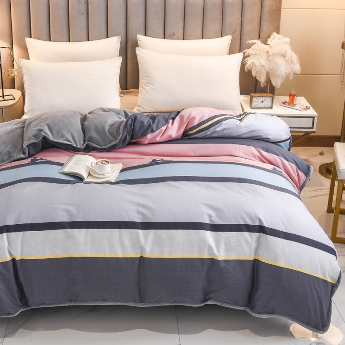 91家纺网 家纺一手货源 找家纺 琪琪阁 2021新款全棉+牛奶绒单被套轻奢风