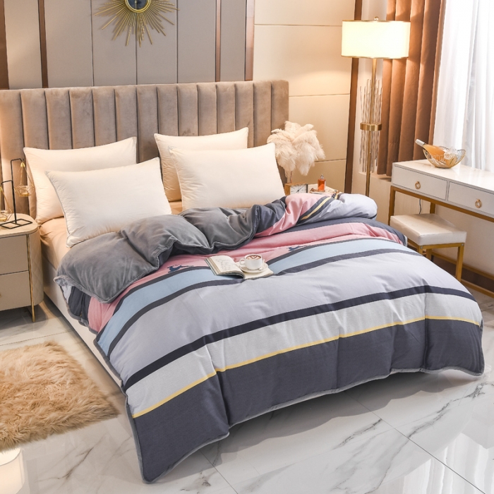 91家纺网 家纺一手货源 找家纺 琪琪阁 2021新款全棉+牛奶绒单被套轻奢风