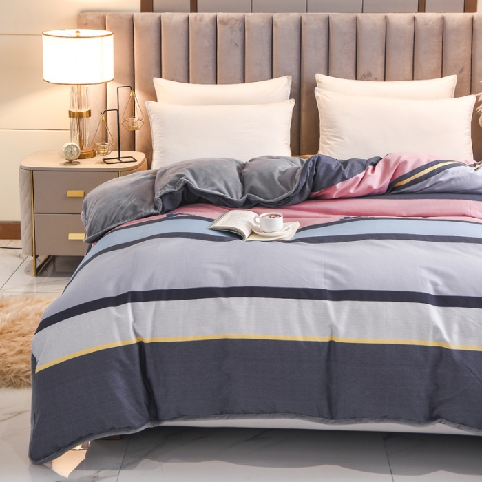 91家纺网 家纺一手货源 找家纺 琪琪阁 2021新款全棉+牛奶绒单被套轻奢风