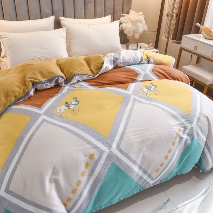 91家纺网 家纺一手货源 找家纺 琪琪阁 2021新款全棉+牛奶绒单被套斯图亚克