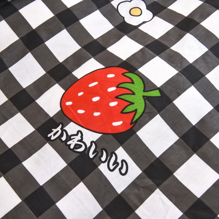 91家纺网 家纺一手货源 找家纺 琪琪阁 2021新款全棉+牛奶绒单被套温馨草莓