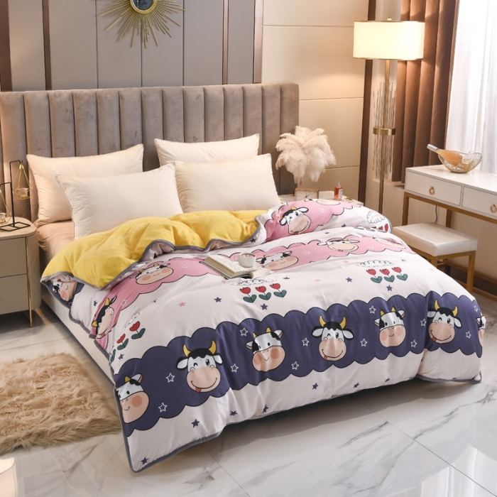 91家纺网 家纺一手货源 找家纺 琪琪阁 2021新款全棉+牛奶绒单被套勇敢牛牛