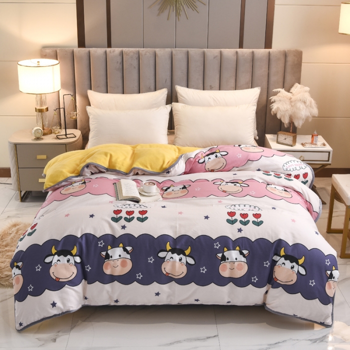 91家纺网 家纺一手货源 找家纺 琪琪阁 2021新款全棉+牛奶绒单被套勇敢牛牛