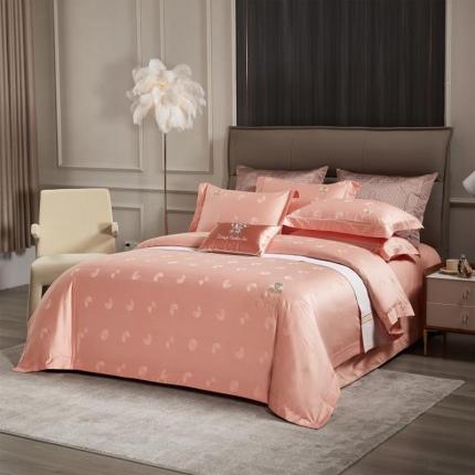 91家纺网 家纺一手货源 找家纺 玖玖爱家纺2021新款160支贡缎提花里料贡缎磨毛 华尔兹浅粉