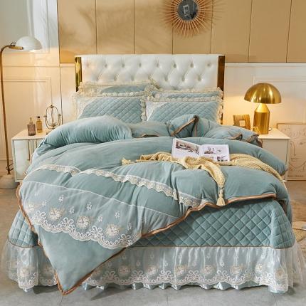 91家纺网 家纺一手货源 找家纺 （总）网红馆 2025新款曼妮夹棉床盖水晶绒四件套