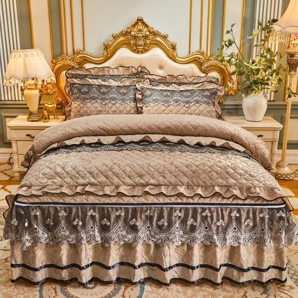 91家纺网 家纺一手货源 找家纺 （总）网红馆 2025新款盛世佳人天鹅绒床裙全夹棉四件套