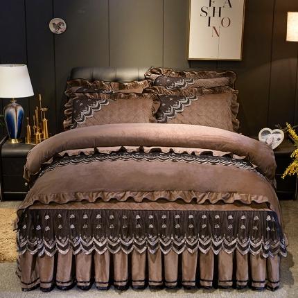 91家纺网 家纺一手货源 找家纺 （总）网红馆 2025新款玲珑时尚水晶绒夹棉床裙四件套