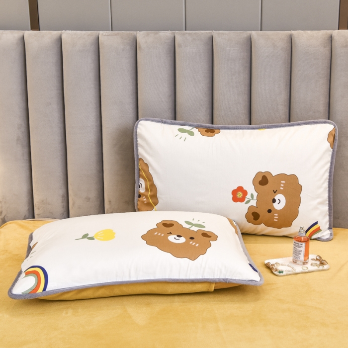 91家纺网 家纺一手货源 找家纺 琪琪阁 2021新款全棉+牛奶绒四件套安迪小熊